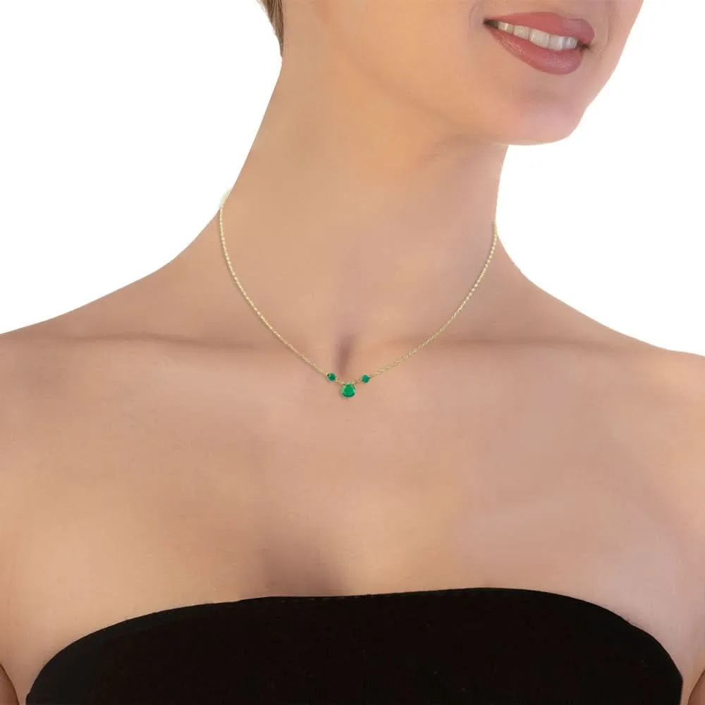 Handmade Short Gold Plated Silver Chain Necklace With Green Onyx