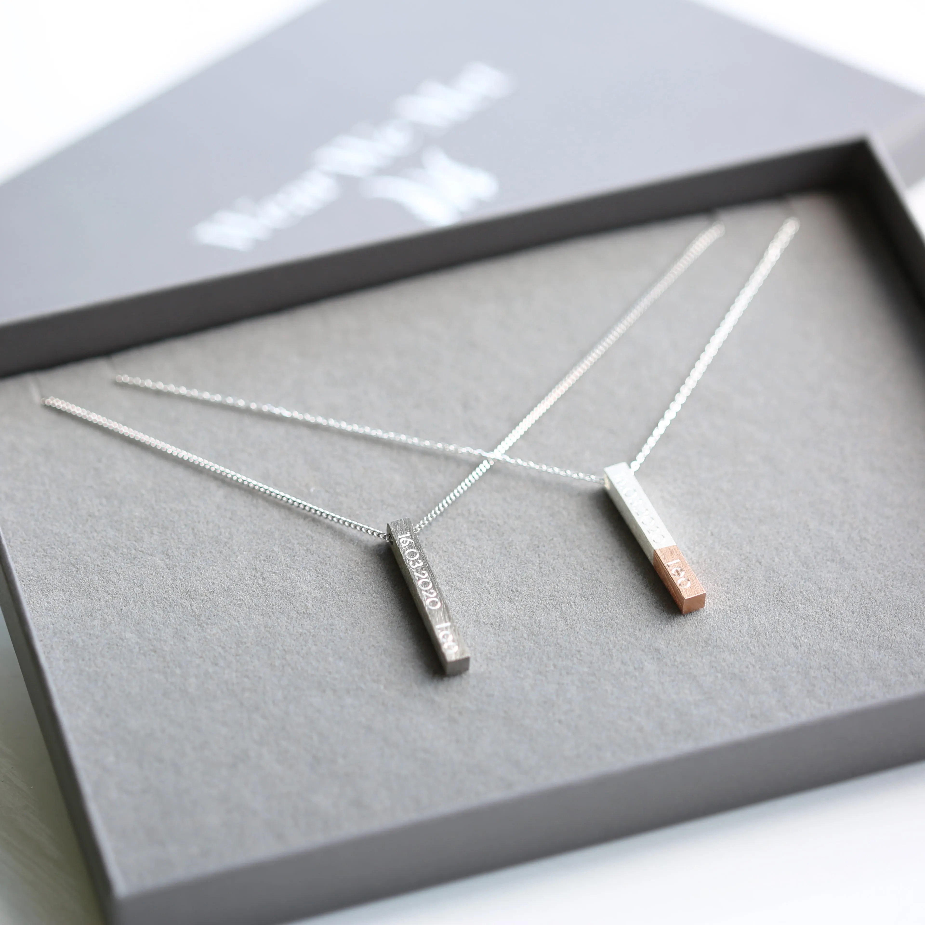 His & Hers Engraved Brushed Necklaces