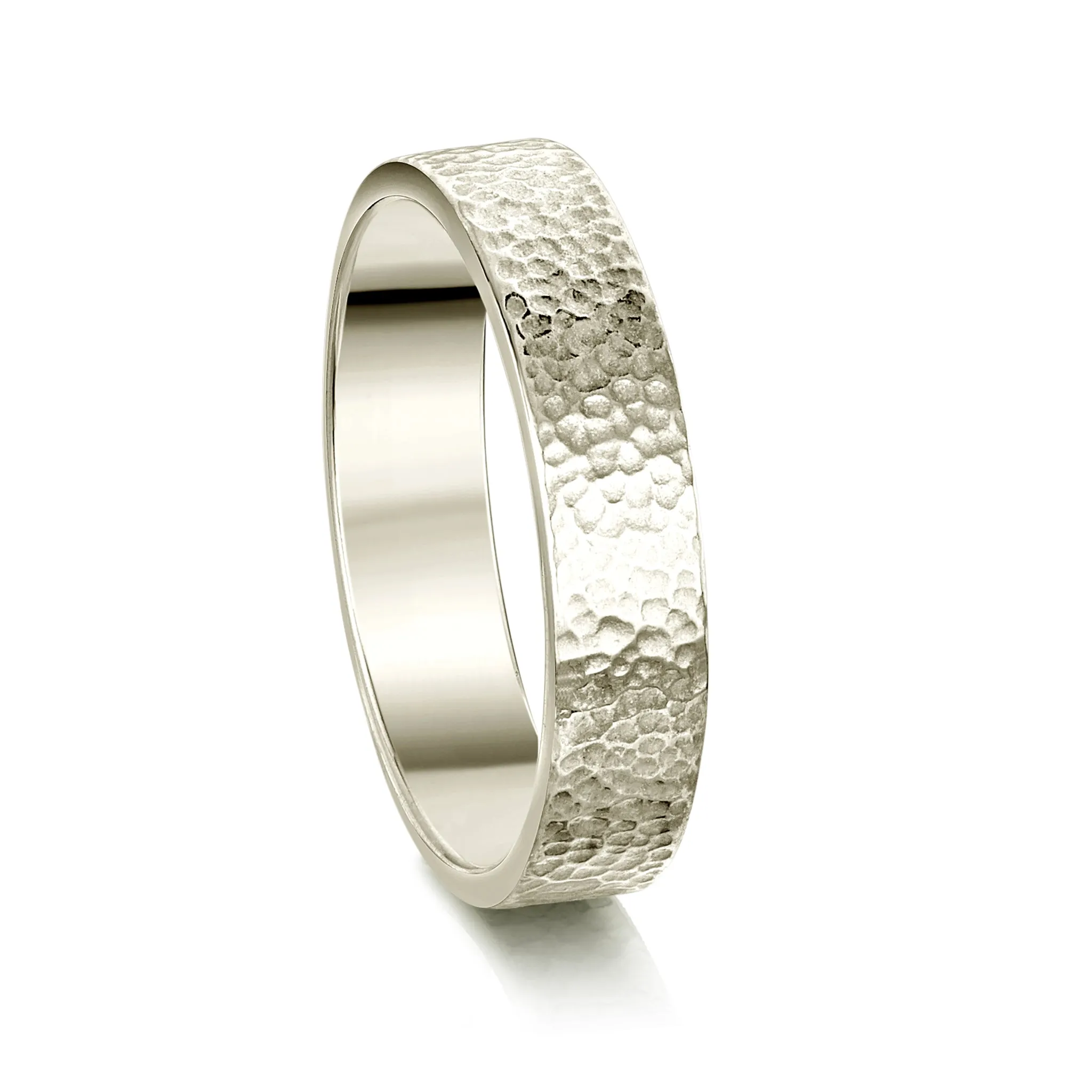 Honeycomb 5mm Textured Ring in 18ct White Gold