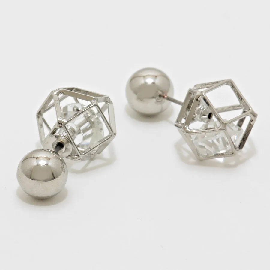 iLLASPARKZ Crystal Cage Double Sided Stud Earrings