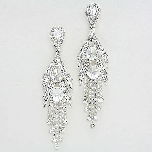 iLLASPARKZ Crystal Chevron Fringe Clip-On Earrings