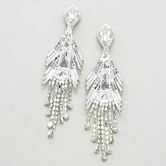 iLLASPARKZ Crystal Chevron Fringe Clip-On Earrings