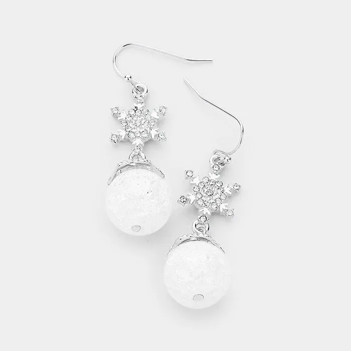 iLLASPARKZ Crystal Snowflake Crystal Ice Crack Ball Dangle Earrings