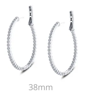 Inside Out Milgrain Large Simulated Diamond Hoop Earrings E0358CLP