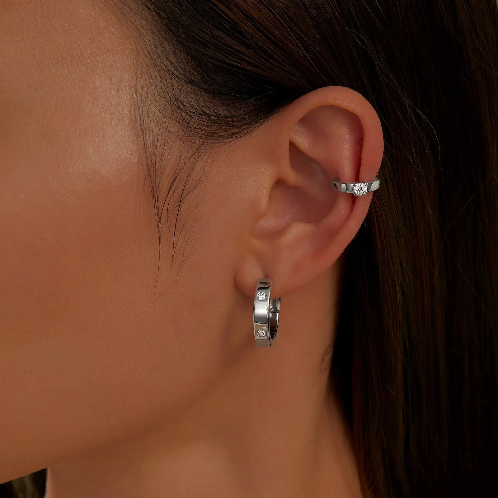 Invisible Set Huggie Hoop Earrings