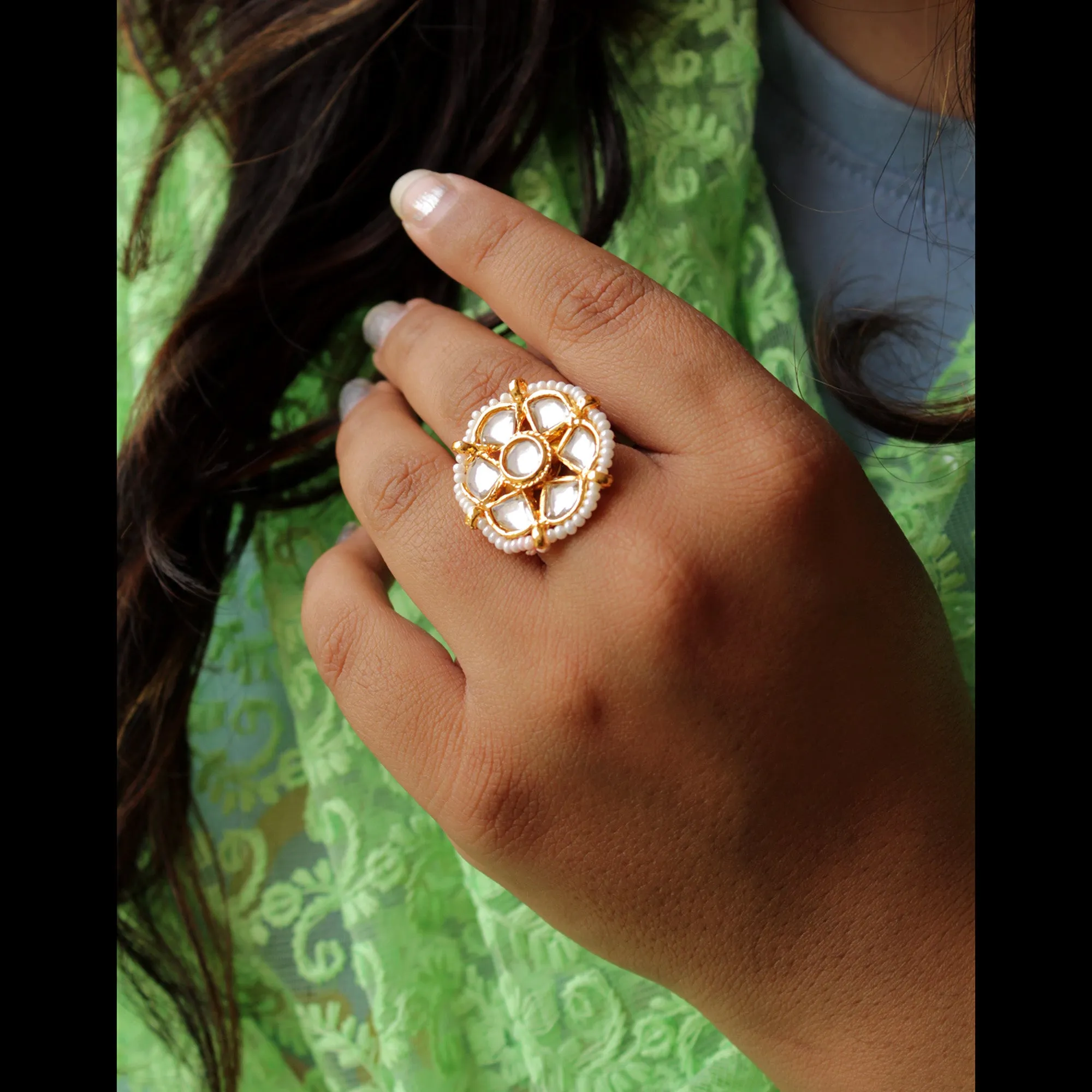 Kundan Bloom Ring