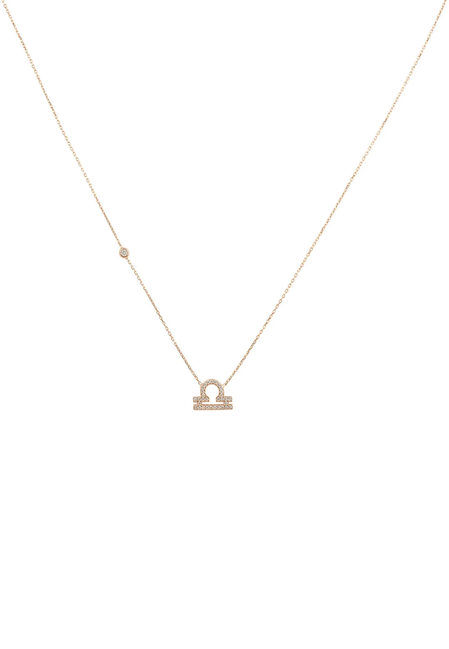 Libra Zodiac Necklace Dipped in Rose Gold Zircon
