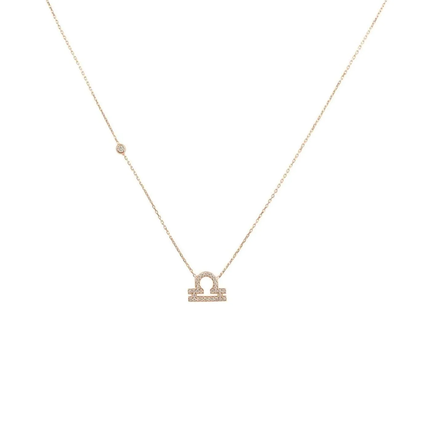Libra Zodiac Necklace Dipped in Rose Gold Zircon