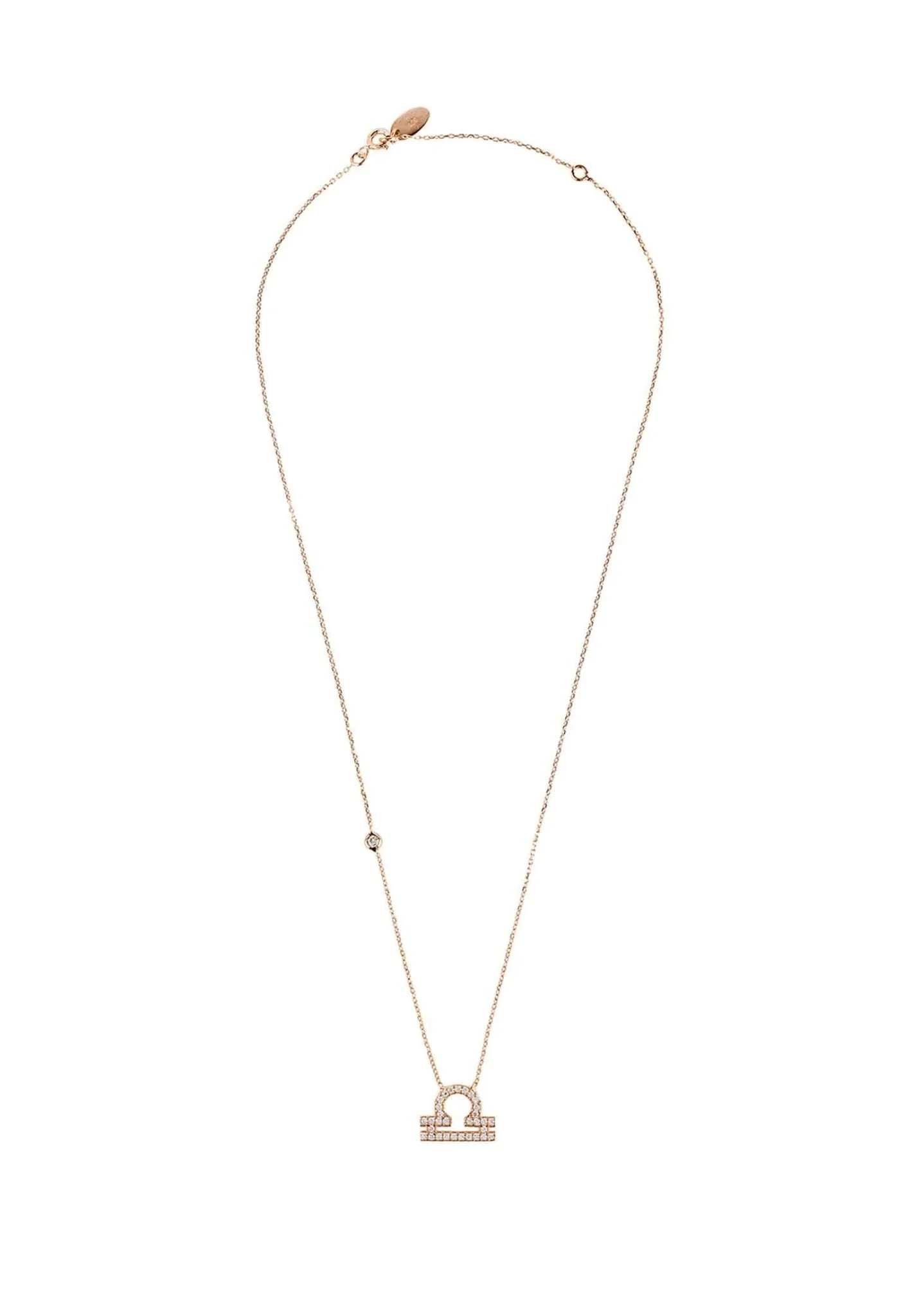 Libra Zodiac Necklace Dipped in Rose Gold Zircon