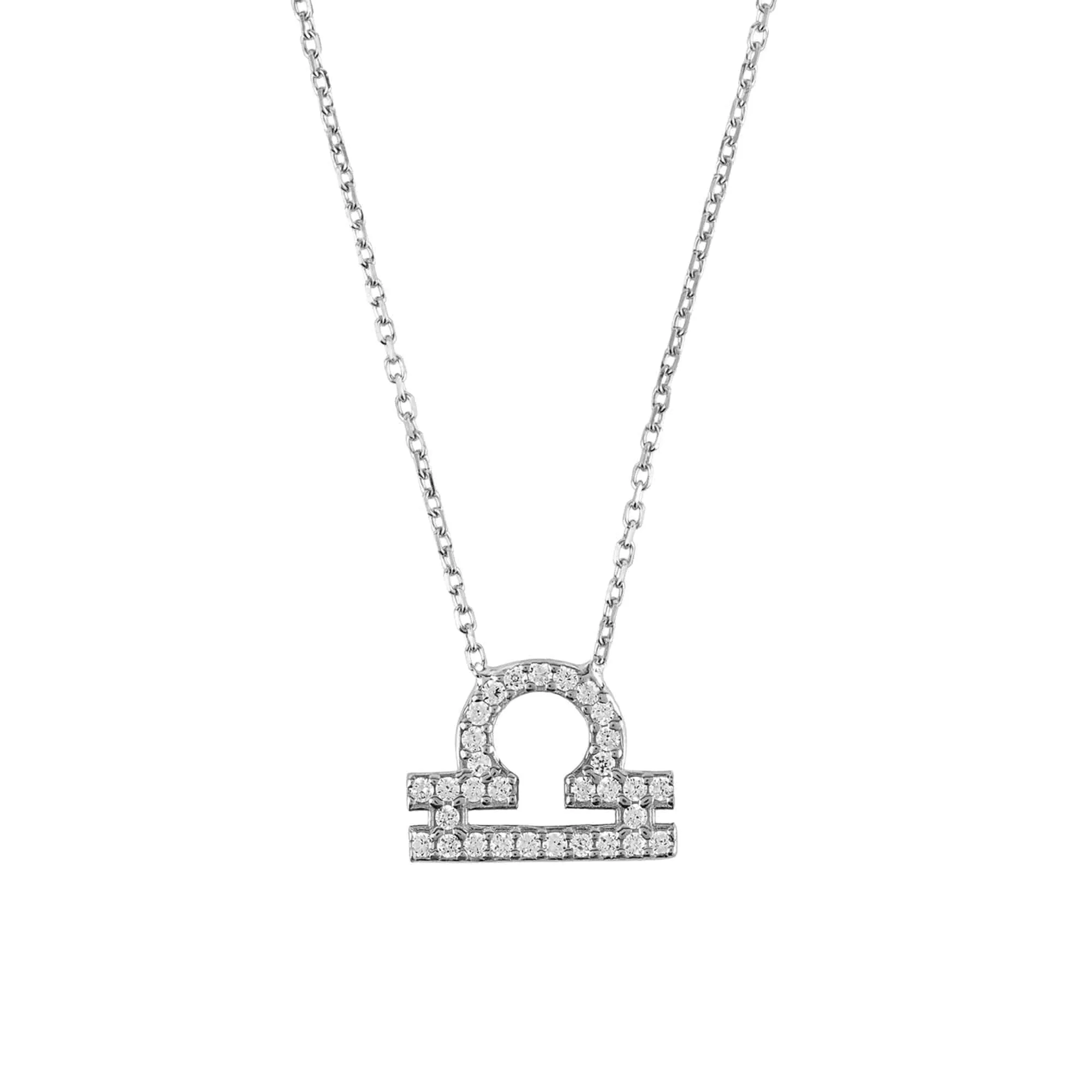 Libra Zodiac Necklace in Silver Zircon