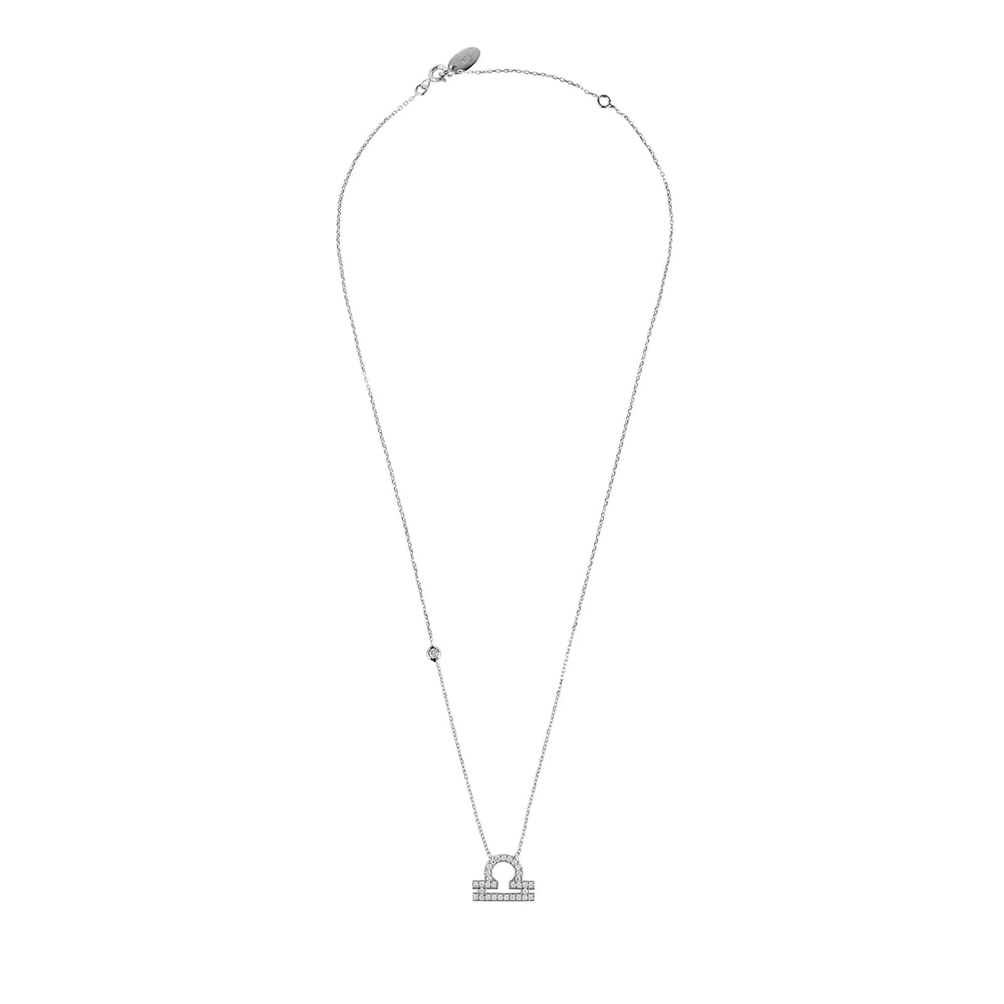 Libra Zodiac Necklace in Silver Zircon