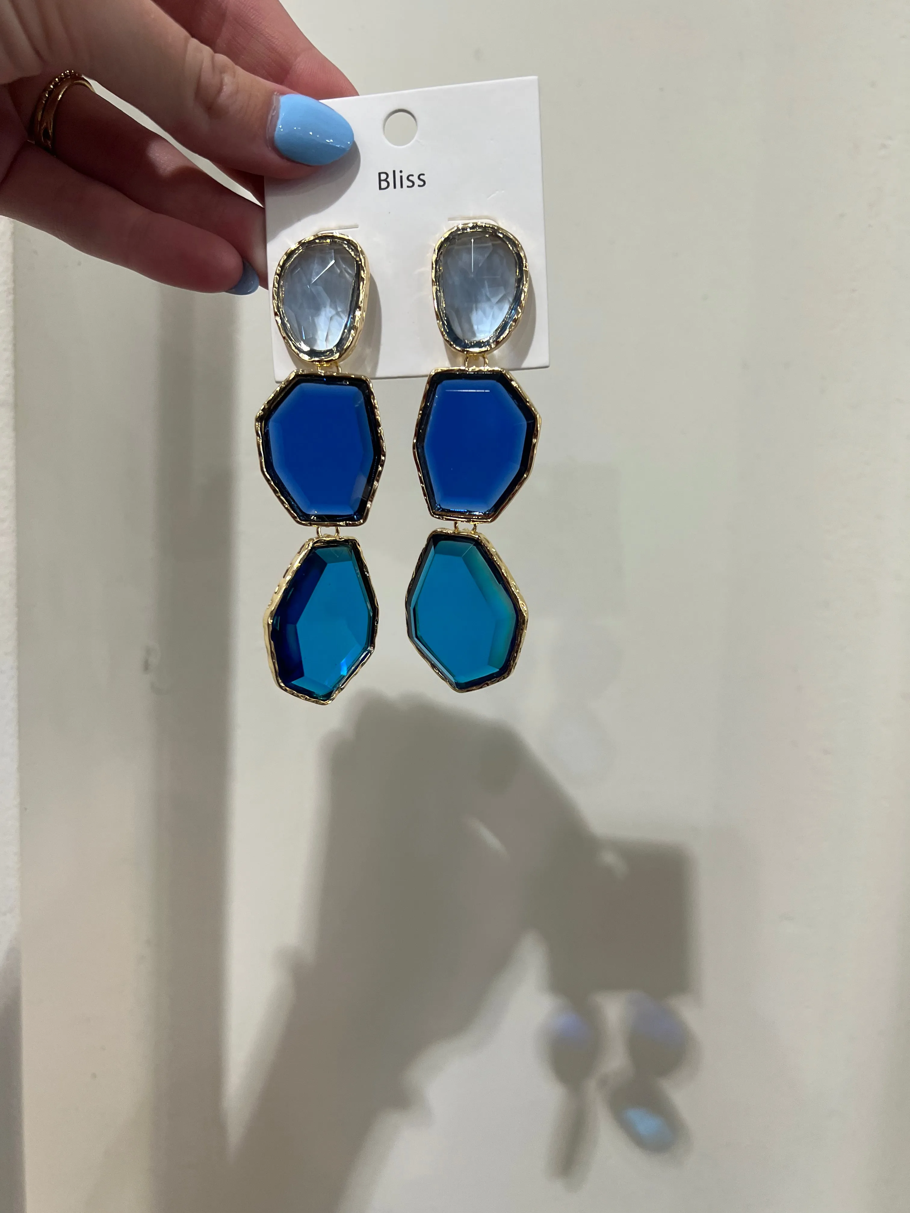 Linked Glass Long Earrings