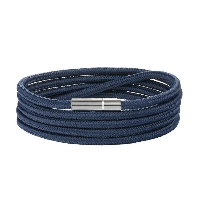 LIVVY 2018 Wholesale Black Bracelet Bohemian Rope Channel Jewelry Leather Bracelet Punk Casual Men's Jewelry