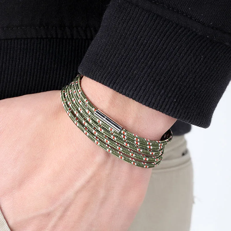 LIVVY 2018 Wholesale Black Bracelet Bohemian Rope Channel Jewelry Leather Bracelet Punk Casual Men's Jewelry