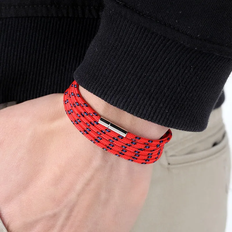 LIVVY 2018 Wholesale Black Bracelet Bohemian Rope Channel Jewelry Leather Bracelet Punk Casual Men's Jewelry
