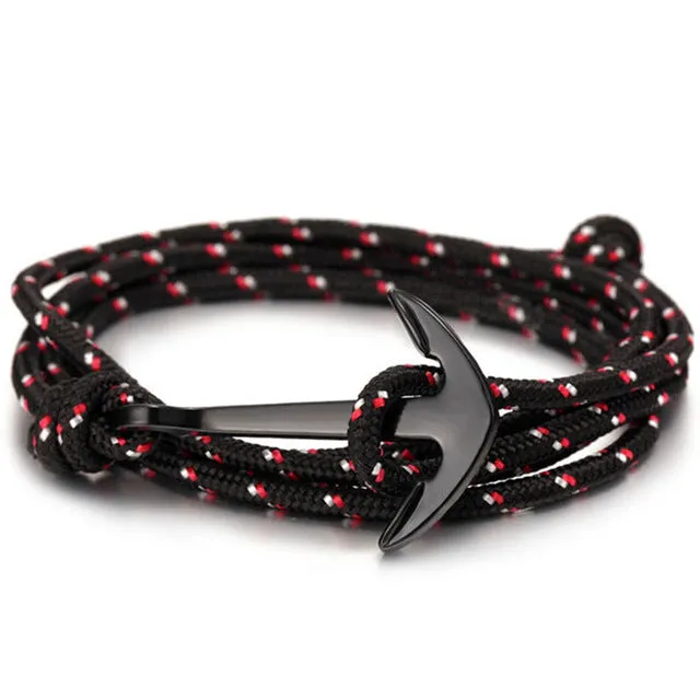 LIVVY 2018 Wholesale Black Bracelet Bohemian Rope Channel Jewelry Leather Bracelet Punk Casual Men's Jewelry