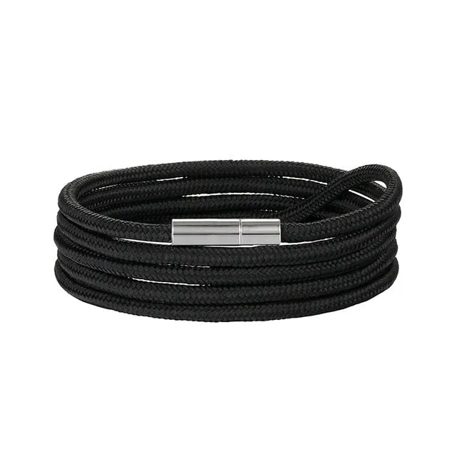 LIVVY 2018 Wholesale Black Bracelet Bohemian Rope Channel Jewelry Leather Bracelet Punk Casual Men's Jewelry