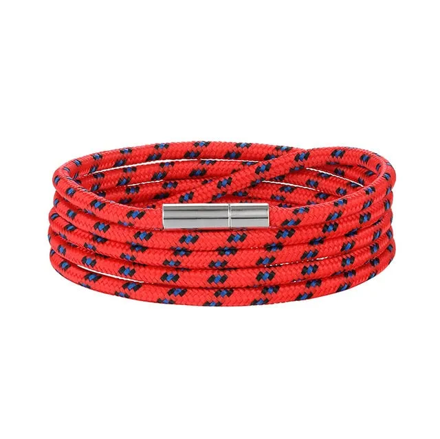 LIVVY 2018 Wholesale Black Bracelet Bohemian Rope Channel Jewelry Leather Bracelet Punk Casual Men's Jewelry