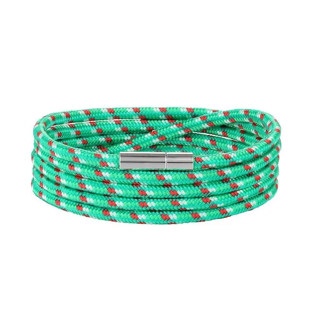 LIVVY 2018 Wholesale Black Bracelet Bohemian Rope Channel Jewelry Leather Bracelet Punk Casual Men's Jewelry