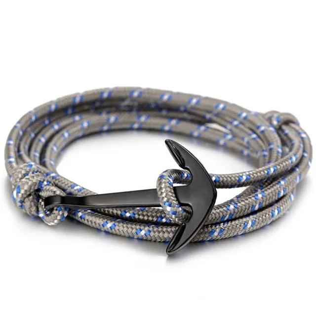 LIVVY 2018 Wholesale Black Bracelet Bohemian Rope Channel Jewelry Leather Bracelet Punk Casual Men's Jewelry