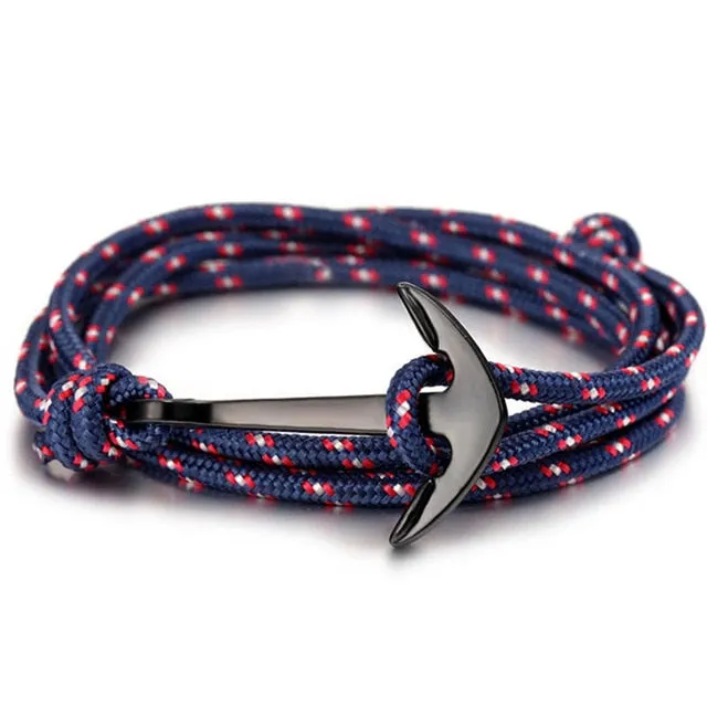 LIVVY 2018 Wholesale Black Bracelet Bohemian Rope Channel Jewelry Leather Bracelet Punk Casual Men's Jewelry