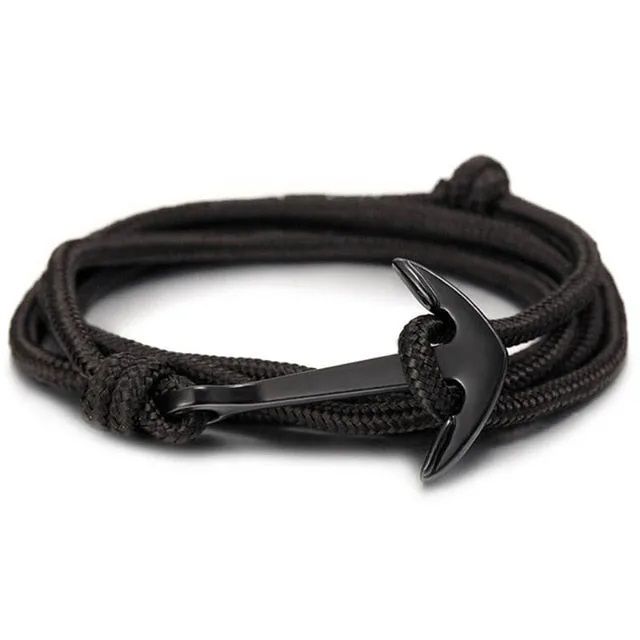 LIVVY 2018 Wholesale Black Bracelet Bohemian Rope Channel Jewelry Leather Bracelet Punk Casual Men's Jewelry