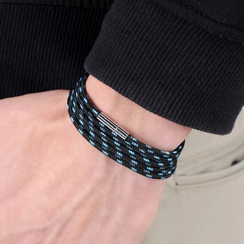 LIVVY 2018 Wholesale Black Bracelet Bohemian Rope Channel Jewelry Leather Bracelet Punk Casual Men's Jewelry