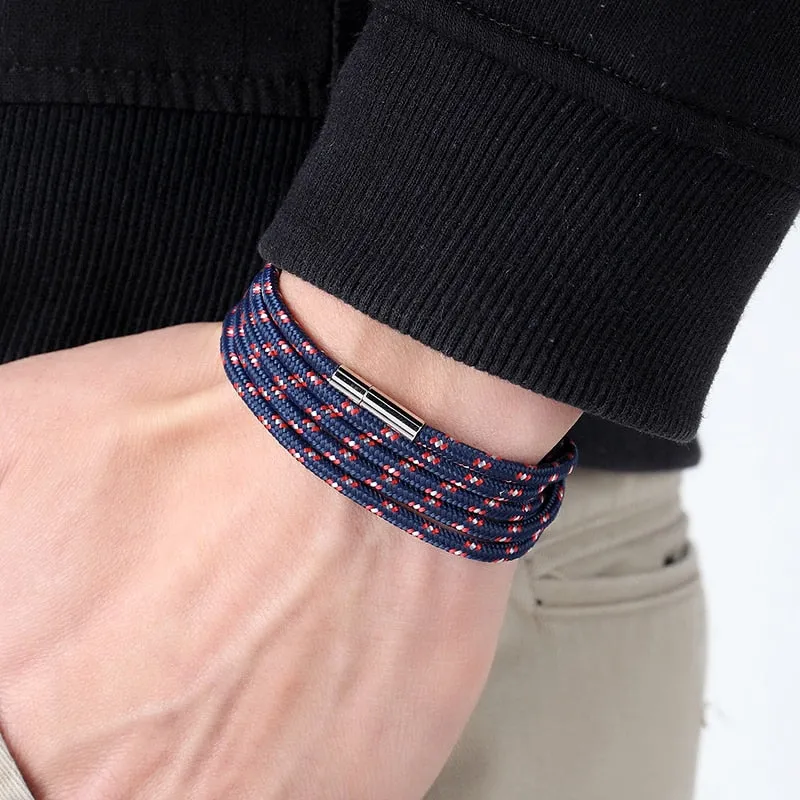 LIVVY 2018 Wholesale Black Bracelet Bohemian Rope Channel Jewelry Leather Bracelet Punk Casual Men's Jewelry