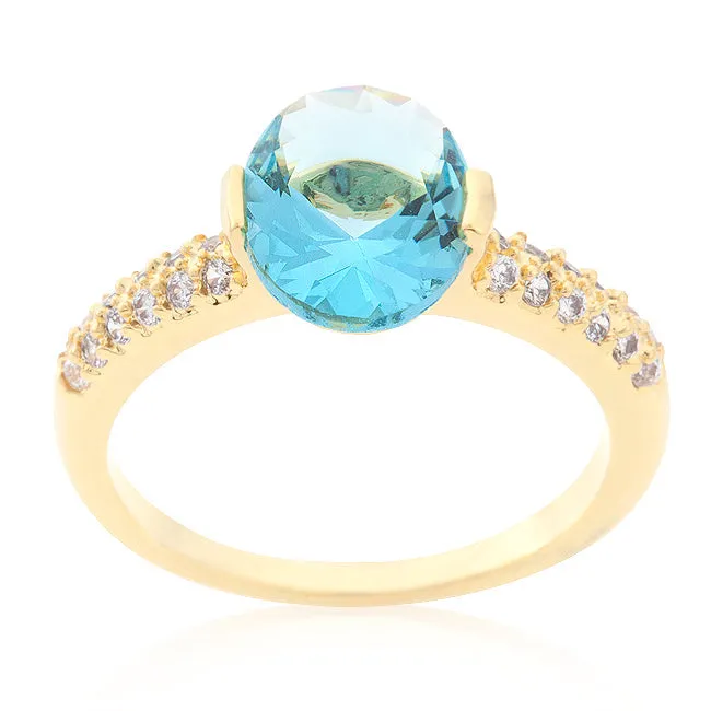 LOVCIA Elegant Aqua Oval CZ Engagement Ring