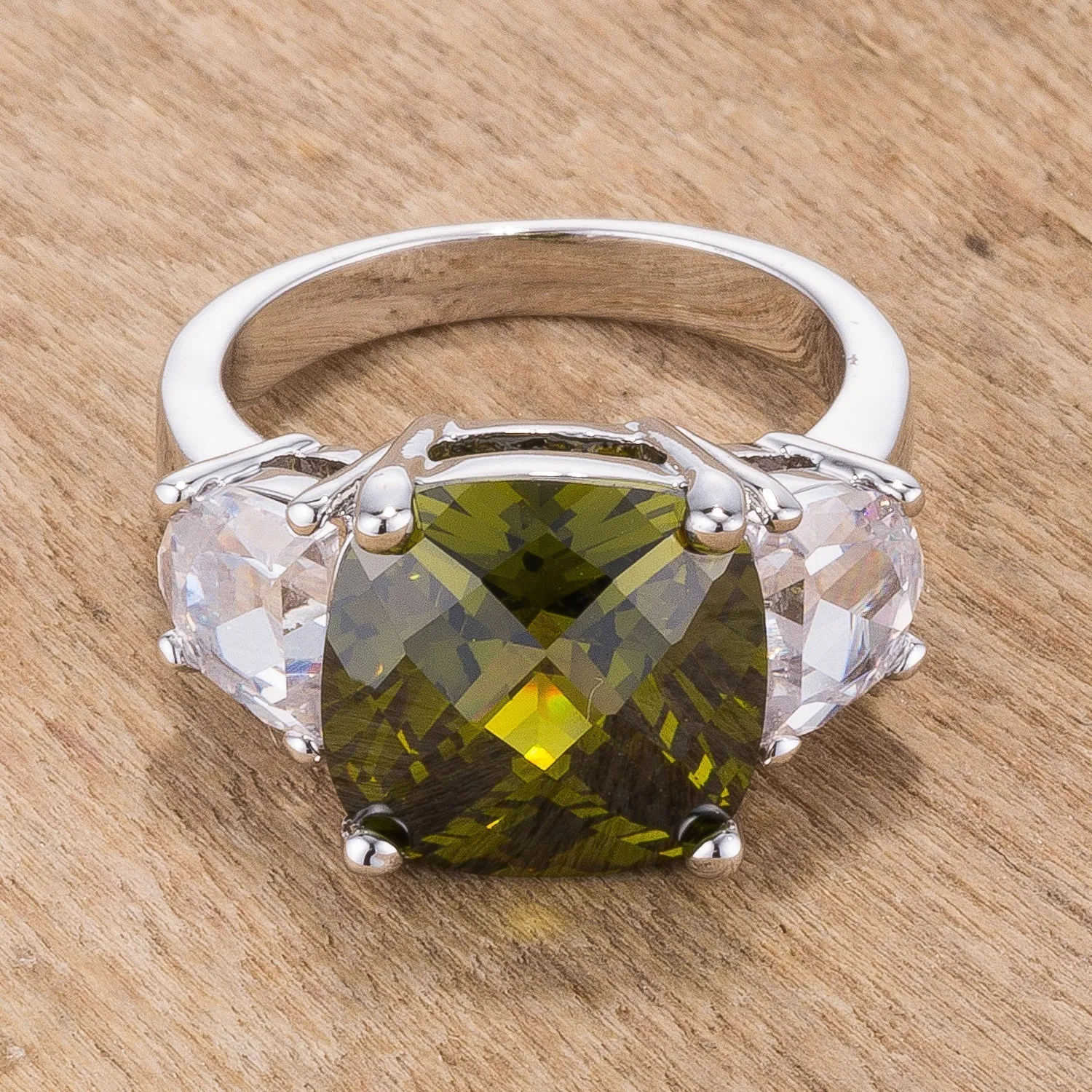 LOVCIA Elegant Triple Stone Cubic Zirconia Ring