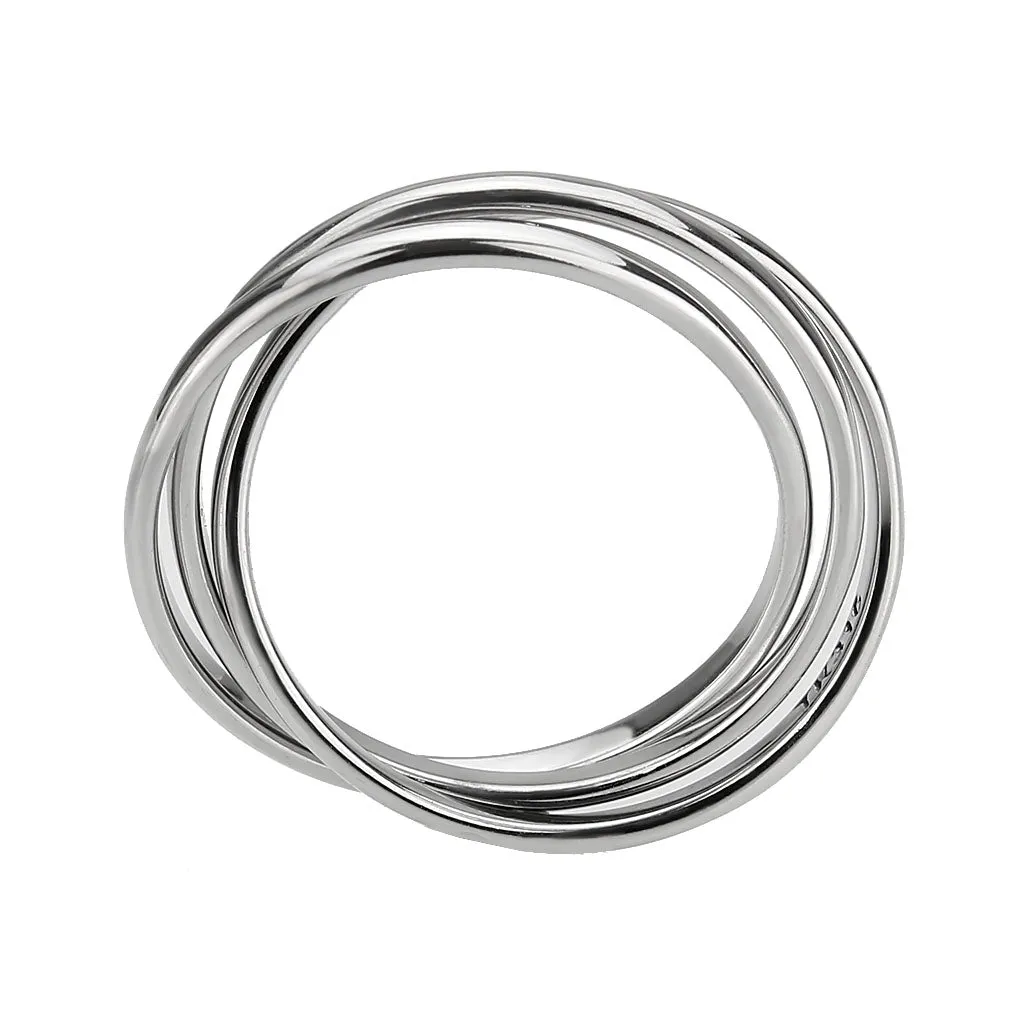 LOVCIA Sleek Stainless Steel Interlocking Band Ring