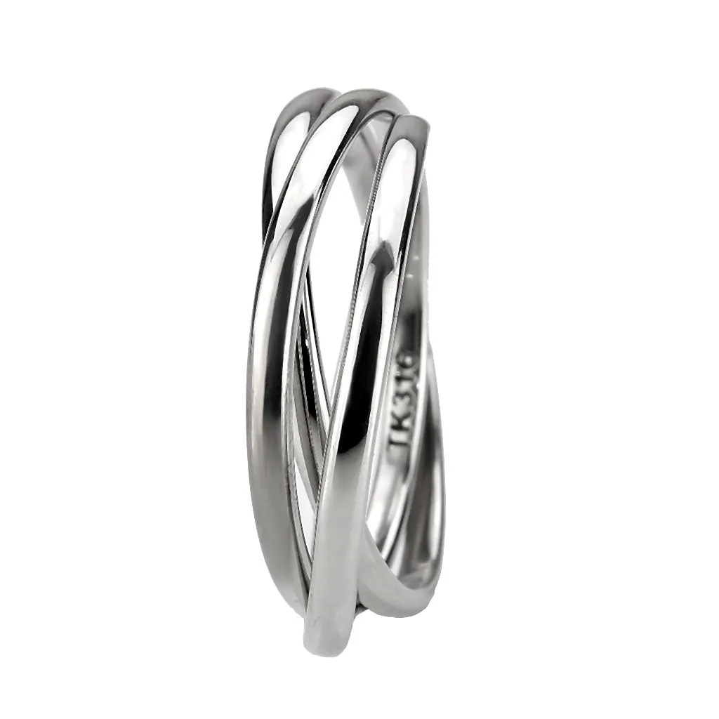 LOVCIA Sleek Stainless Steel Interlocking Band Ring