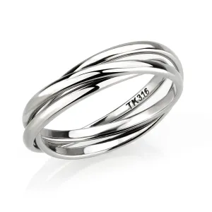 LOVCIA Sleek Stainless Steel Interlocking Band Ring