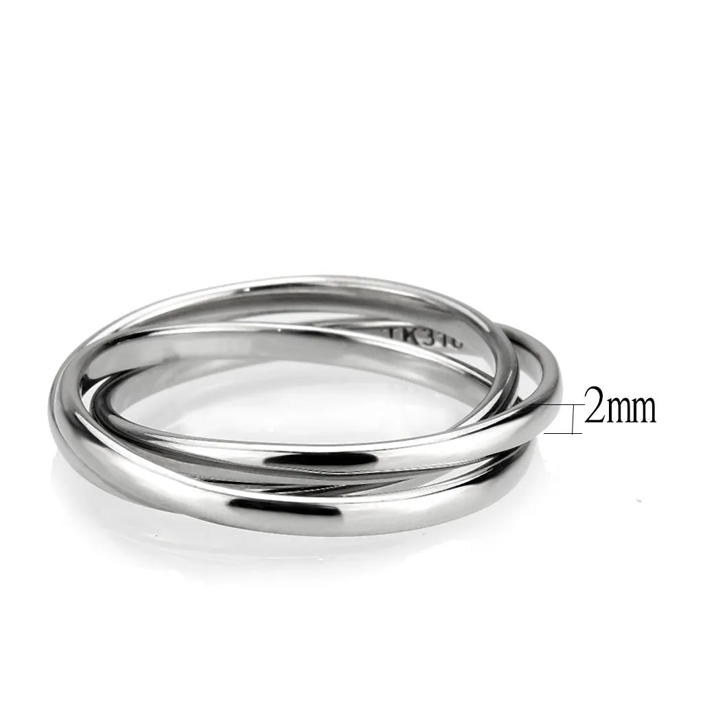 LOVCIA Sleek Stainless Steel Interlocking Band Ring