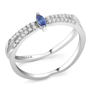 LOVCIA Sleek Stainless Steel Ring with Montana Synthetic Stone