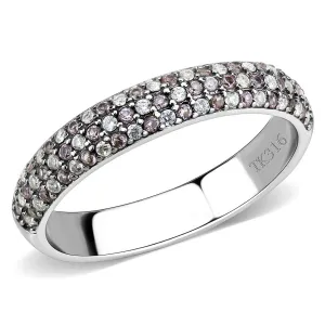 LOVCIA Sleek Stainless Steel Ring with Multi-Color AAA CZ Stone