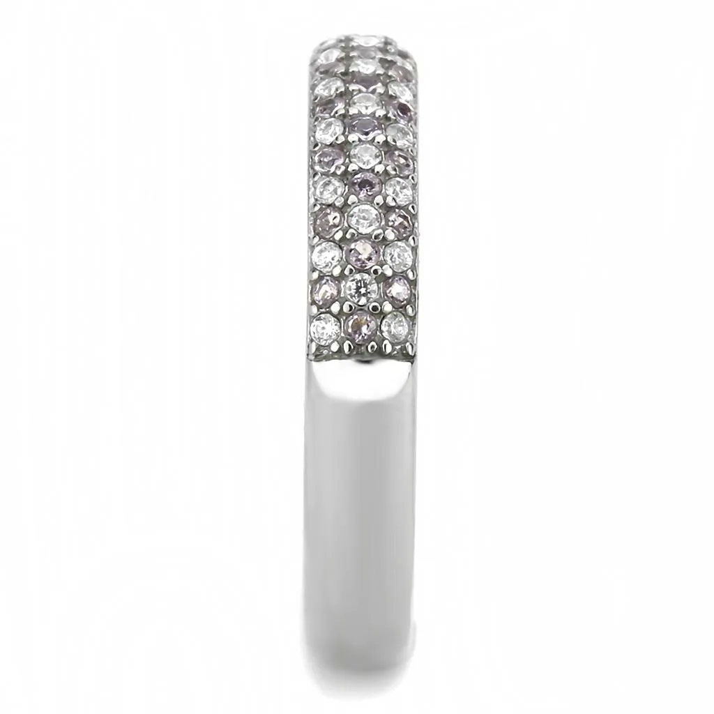 LOVCIA Sleek Stainless Steel Ring with Multi-Color AAA CZ Stone