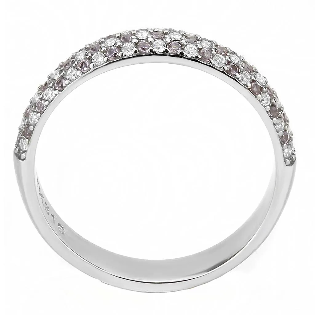 LOVCIA Sleek Stainless Steel Ring with Multi-Color AAA CZ Stone