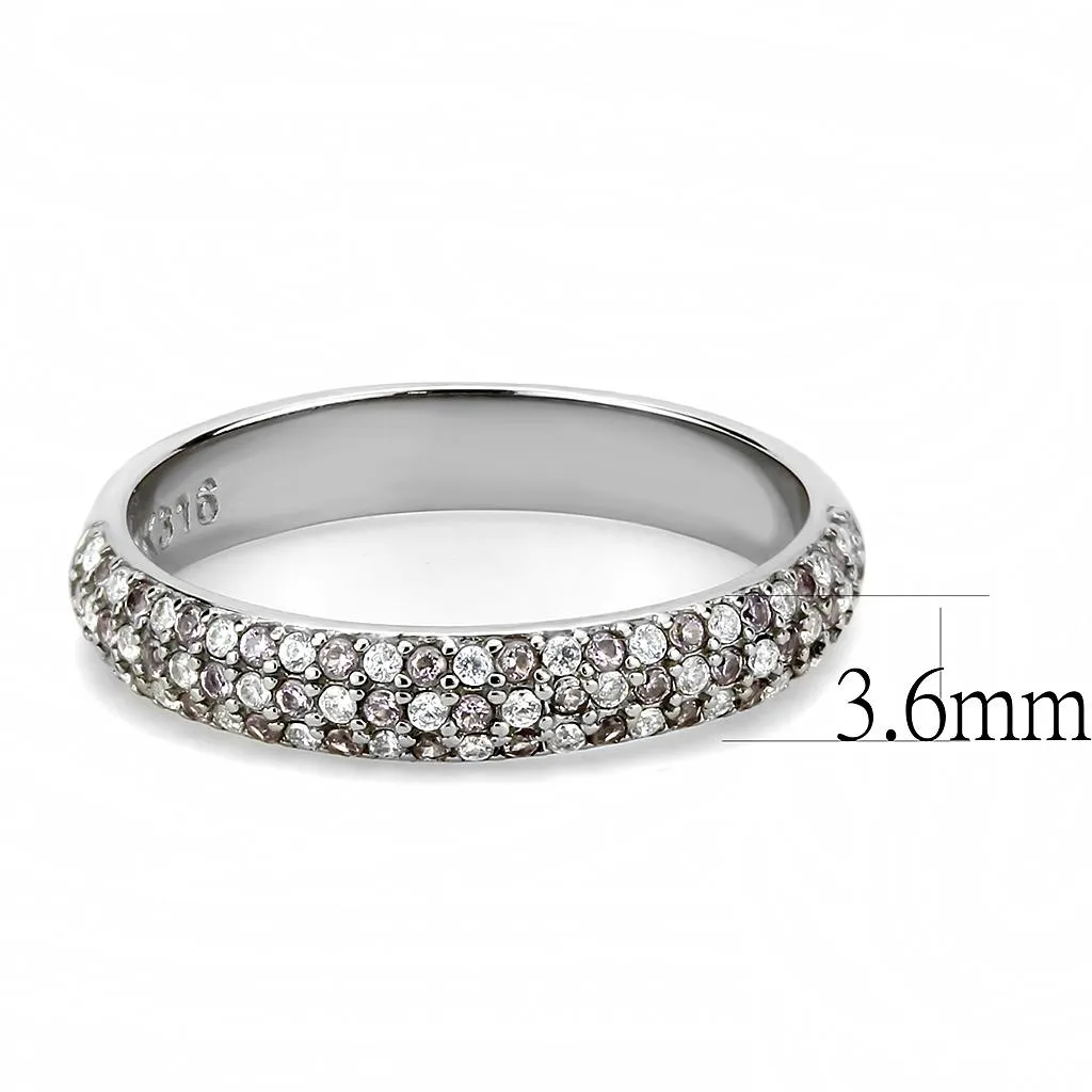 LOVCIA Sleek Stainless Steel Ring with Multi-Color AAA CZ Stone