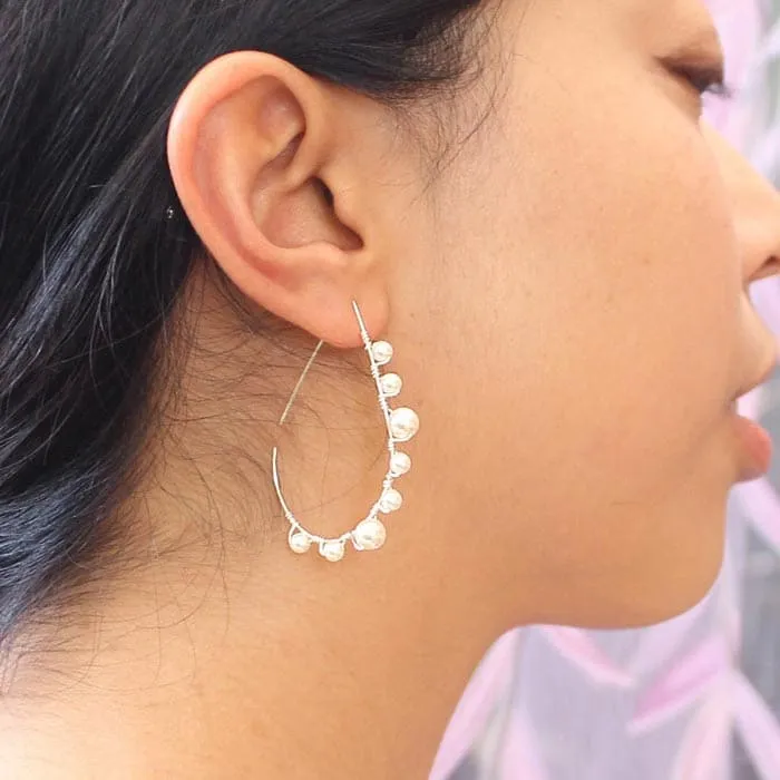Lulu Pearl Teardrop Hoop Earrings