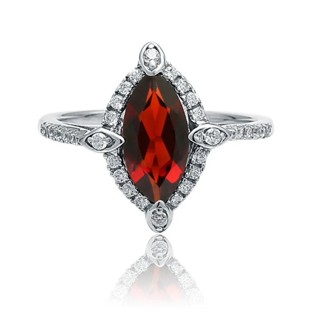 Luxurious Natural Garnet s925 Silver Inlaided Ring for Women