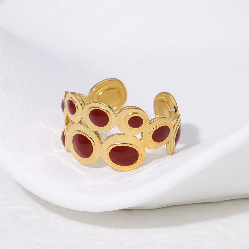 Luxurious Open Ring Ellipse Round Geometric Stainless Steel Electroplating Rings