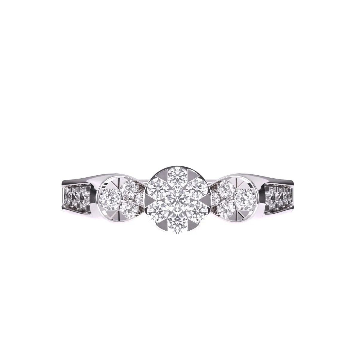 Luxurious Round Diamond Cluster Wedding Ring