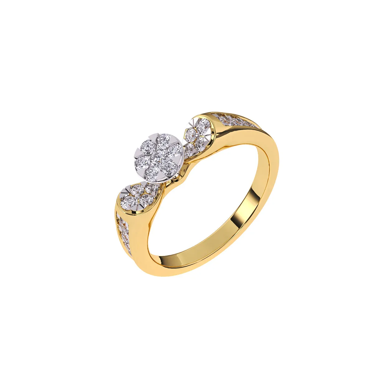 Luxurious Round Diamond Cluster Wedding Ring