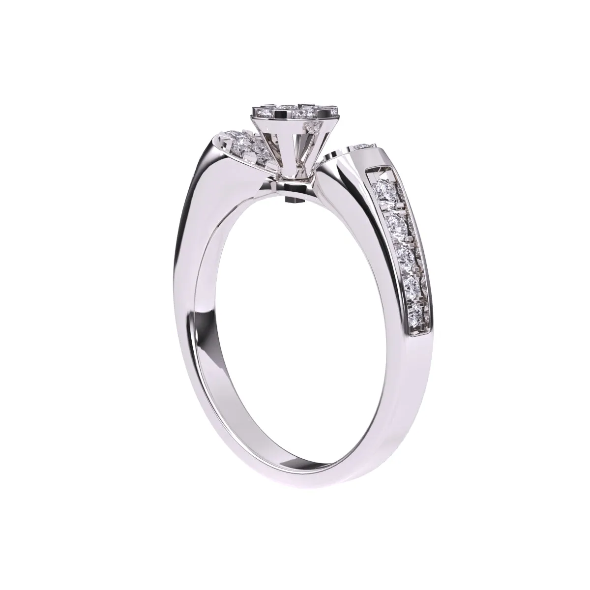 Luxurious Round Diamond Cluster Wedding Ring