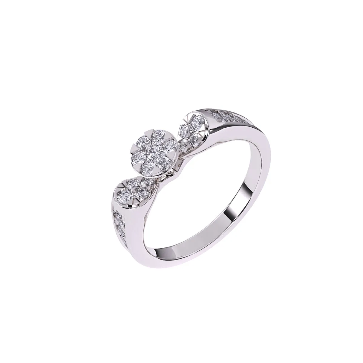 Luxurious Round Diamond Cluster Wedding Ring