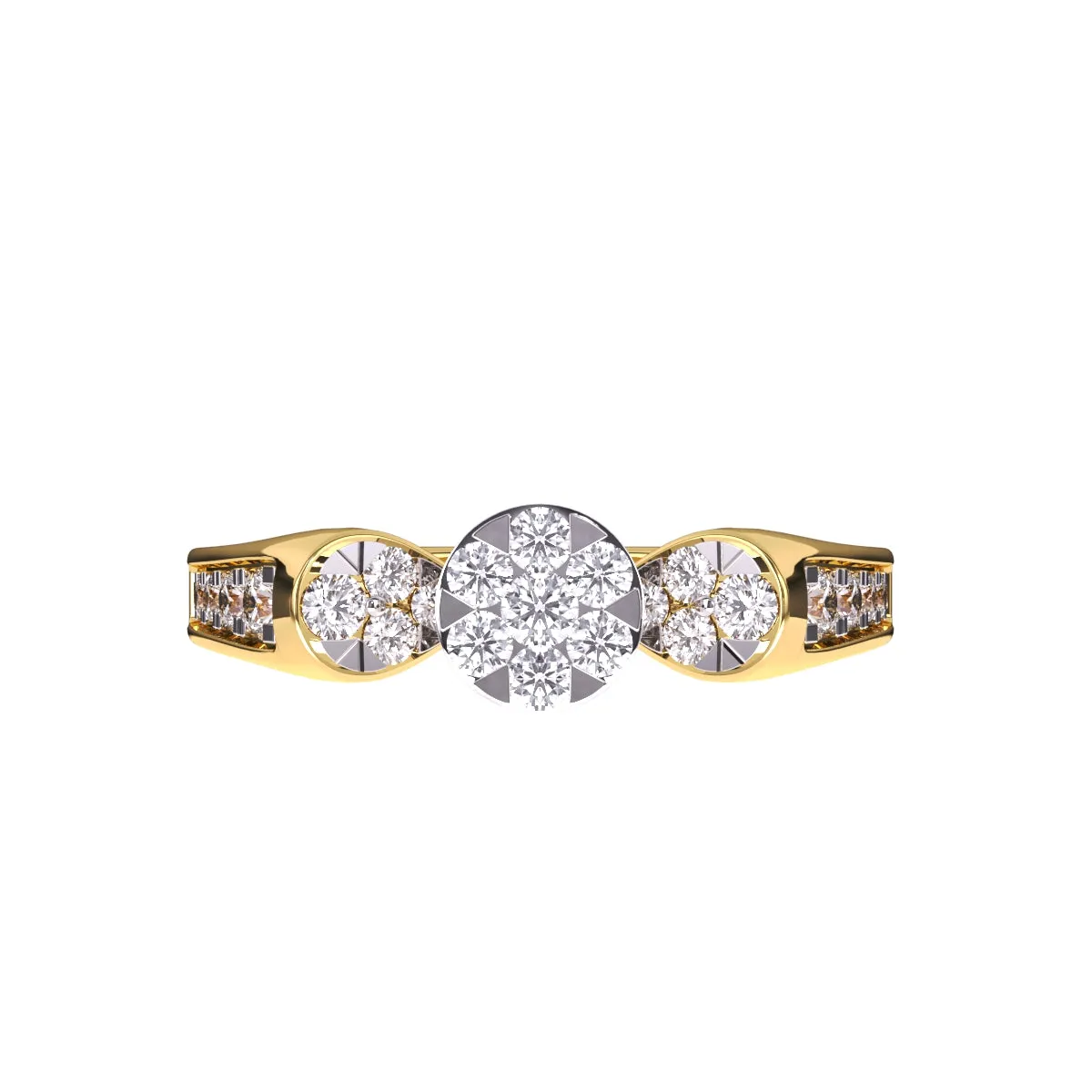 Luxurious Round Diamond Cluster Wedding Ring