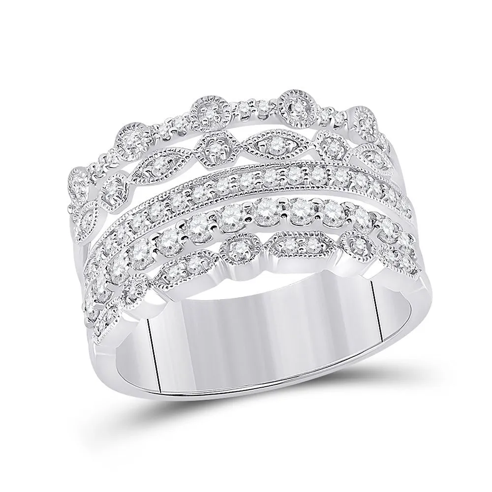 Luxurious White Gold Diamond Stacked Band Ring