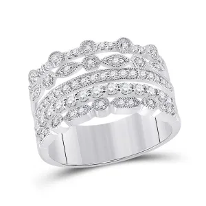 Luxurious White Gold Diamond Stacked Band Ring