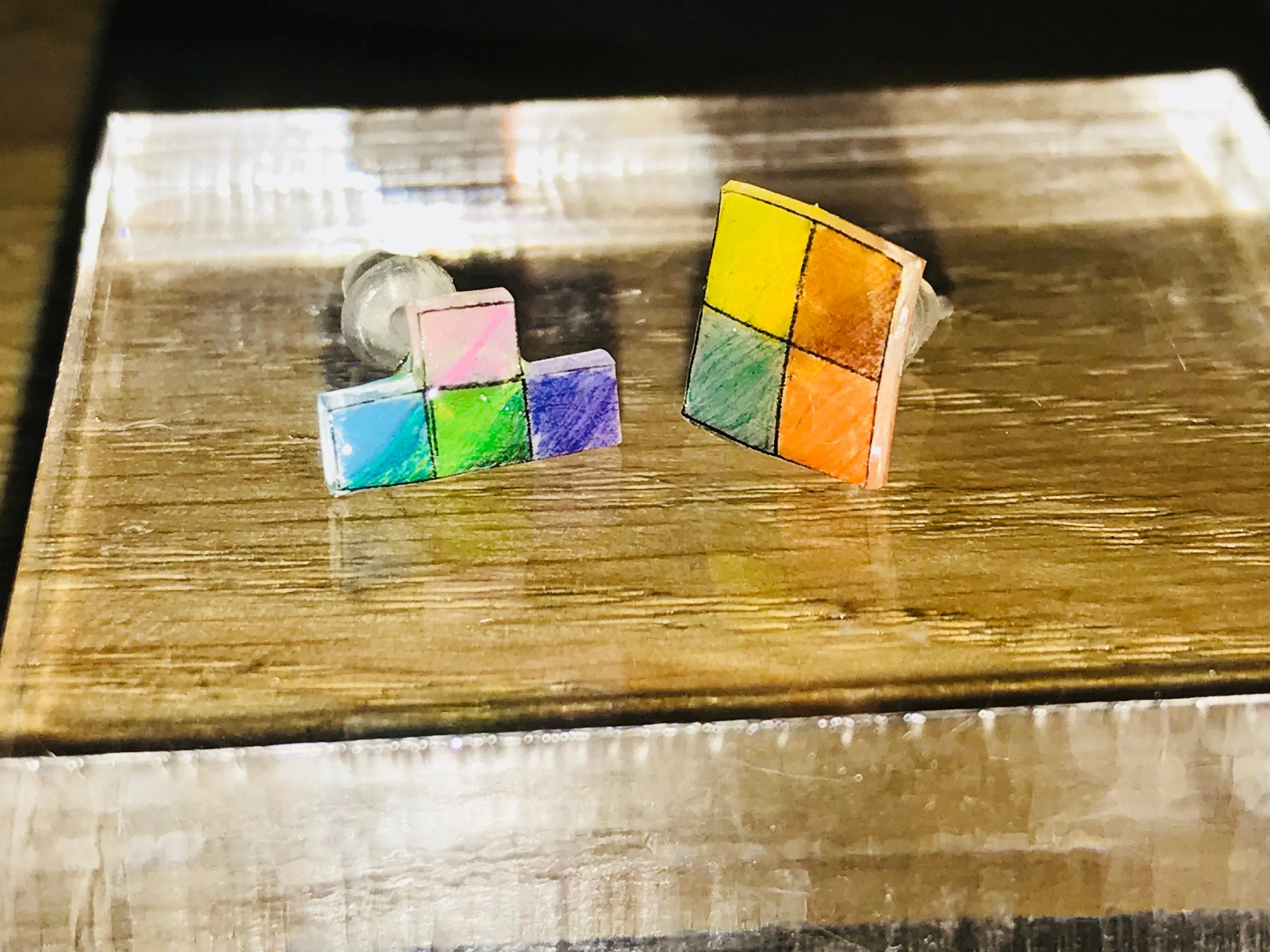Magik "Rainbow Tretis" Shrinky Dink Stylish Ear Stud